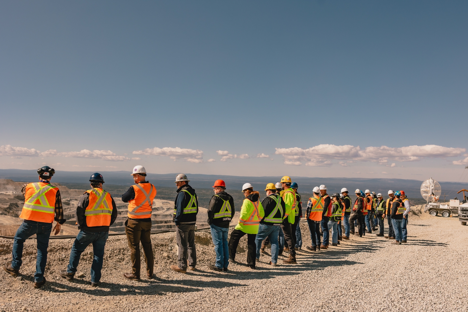 Industry representatives overlooking Gibraltar Mine during an industry tour in British Columbia.